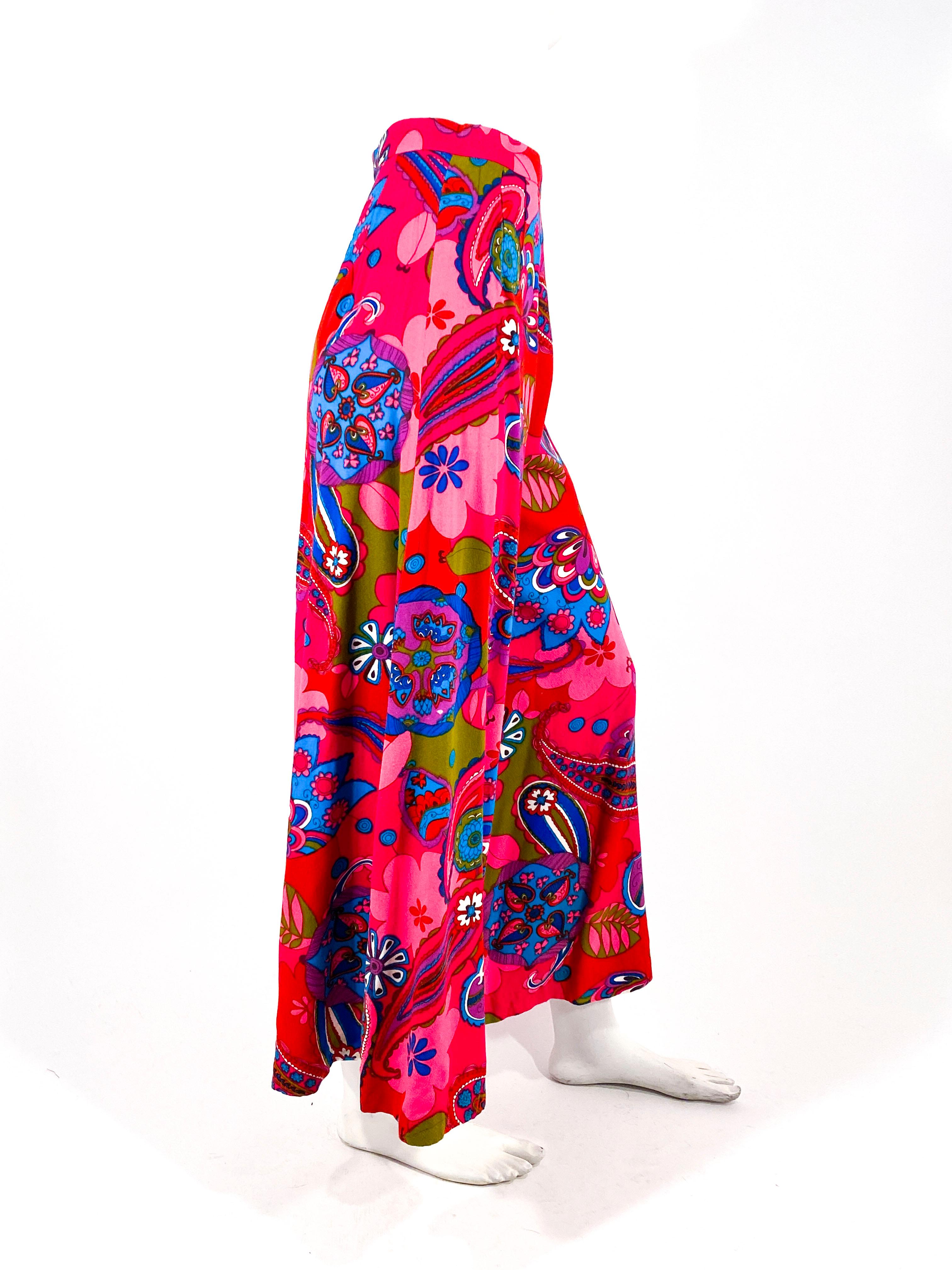 Psychedelische bedruckte Palazzo-Hose aus den 1970er Jahren im Zustand „Gut“ im Angebot in San Francisco, CA