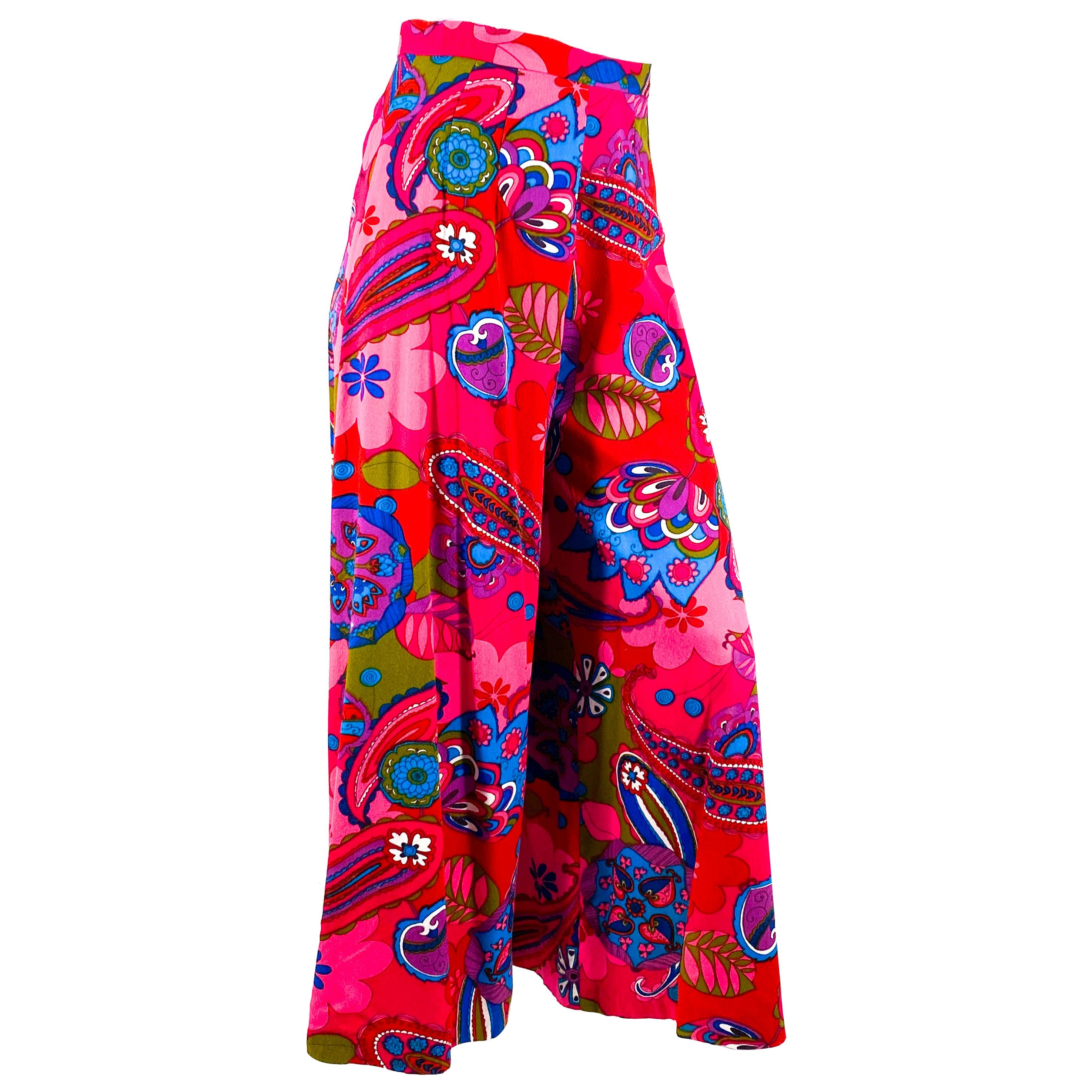 1970s Psychedelic Printed Palazzo Pants For Sale