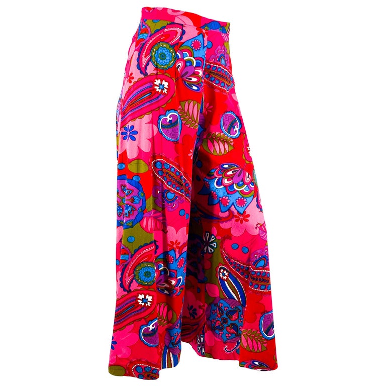 1970s Psychedelic Printed Palazzo Pants For Sale at 1stDibs