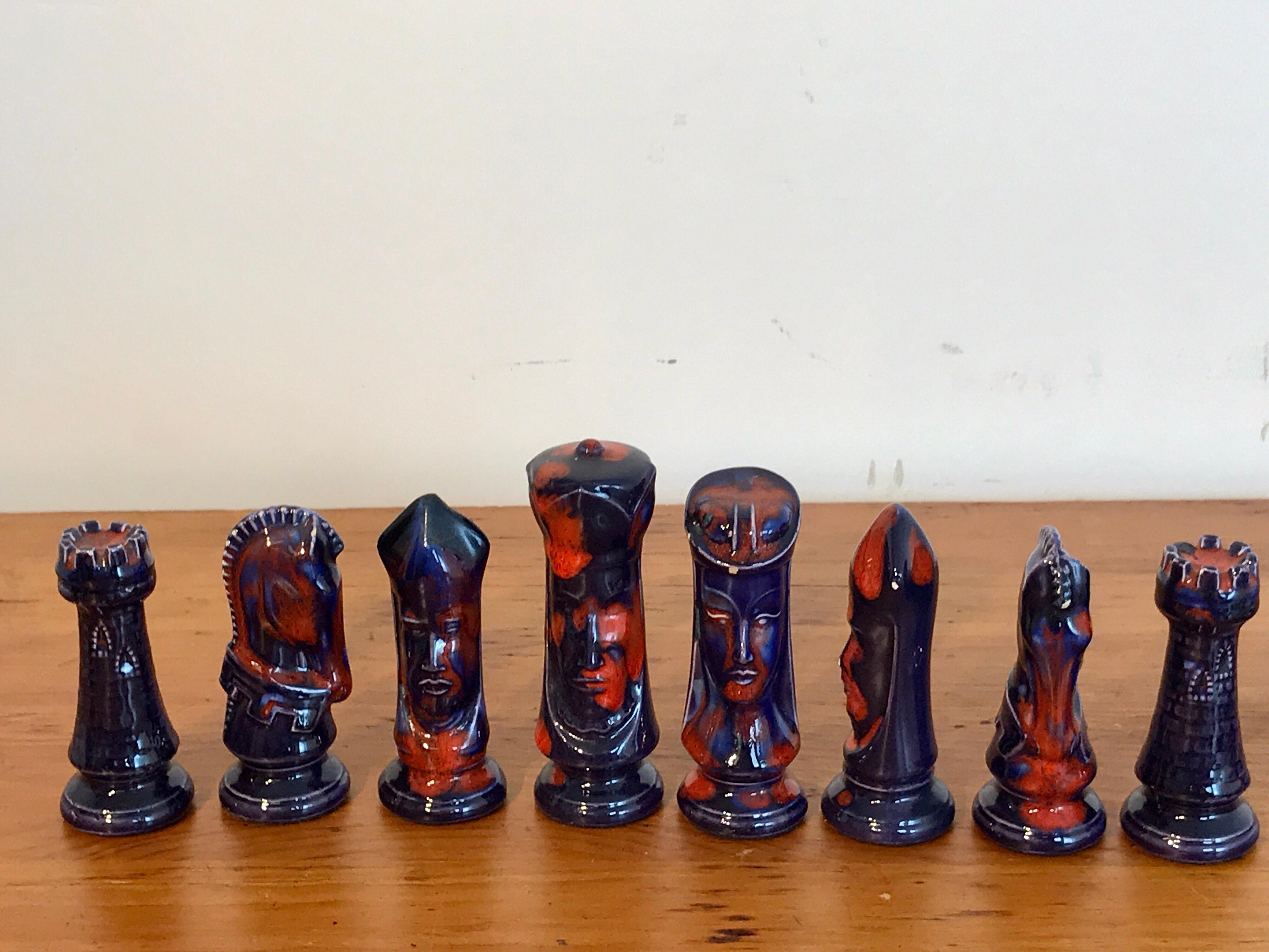 20th Century 1970s Psychedelic Studio Pottery Chess Set