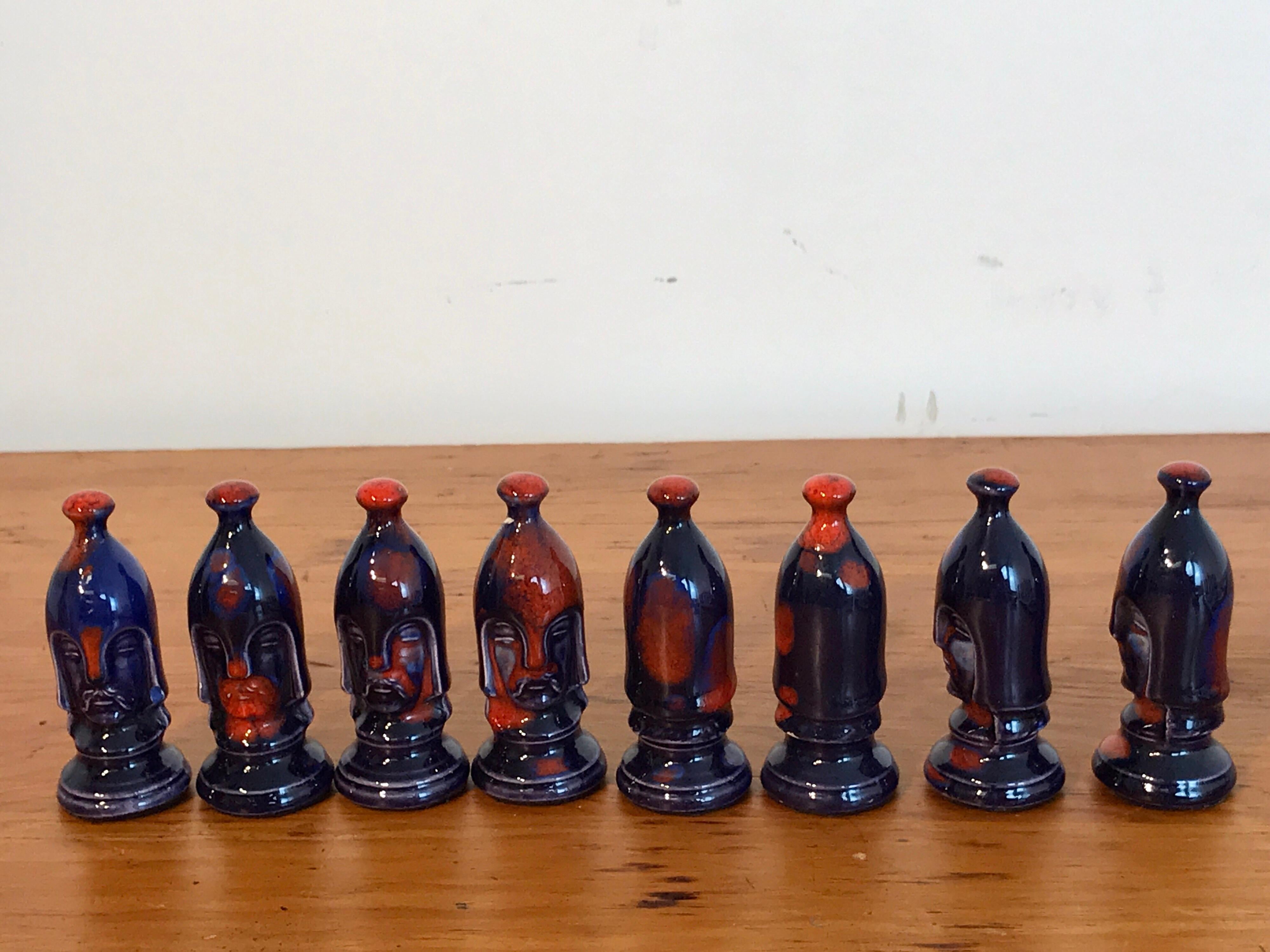 1970s Psychedelic Studio Pottery Chess Set In Good Condition In West Palm Beach, FL
