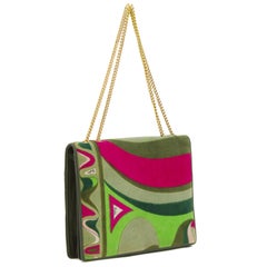 1970s Pucci Green and Pink Velvet Evening Bag