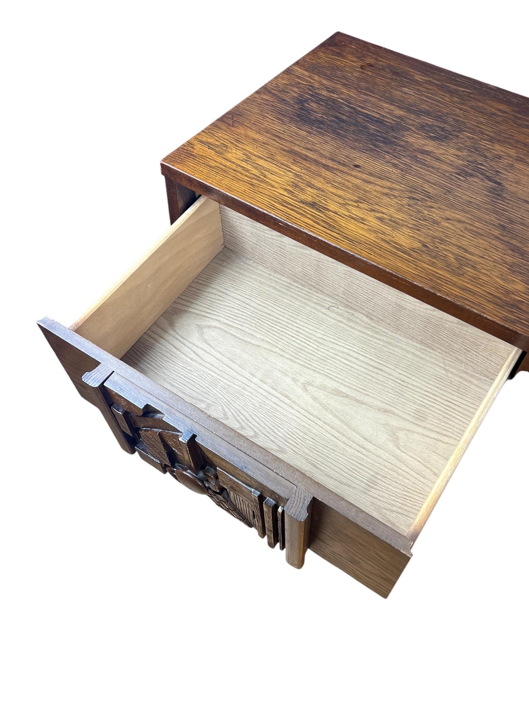 1970s Pueblo Style Brutalist Lowboy Dresser For Sale 1