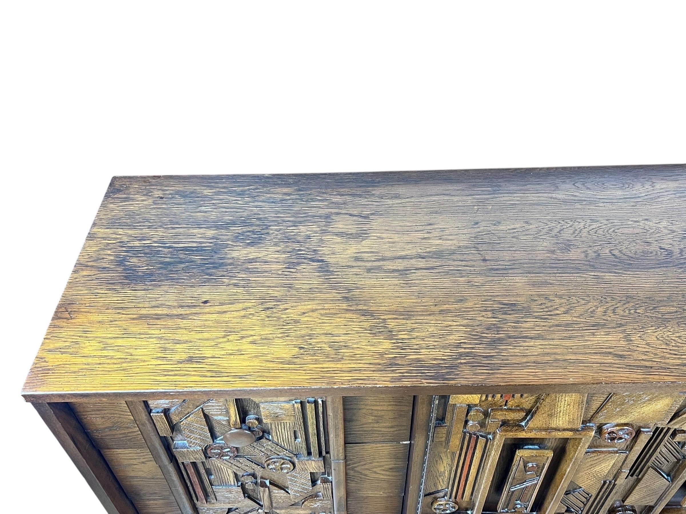 1970s Pueblo Style Brutalist Lowboy Dresser For Sale 2