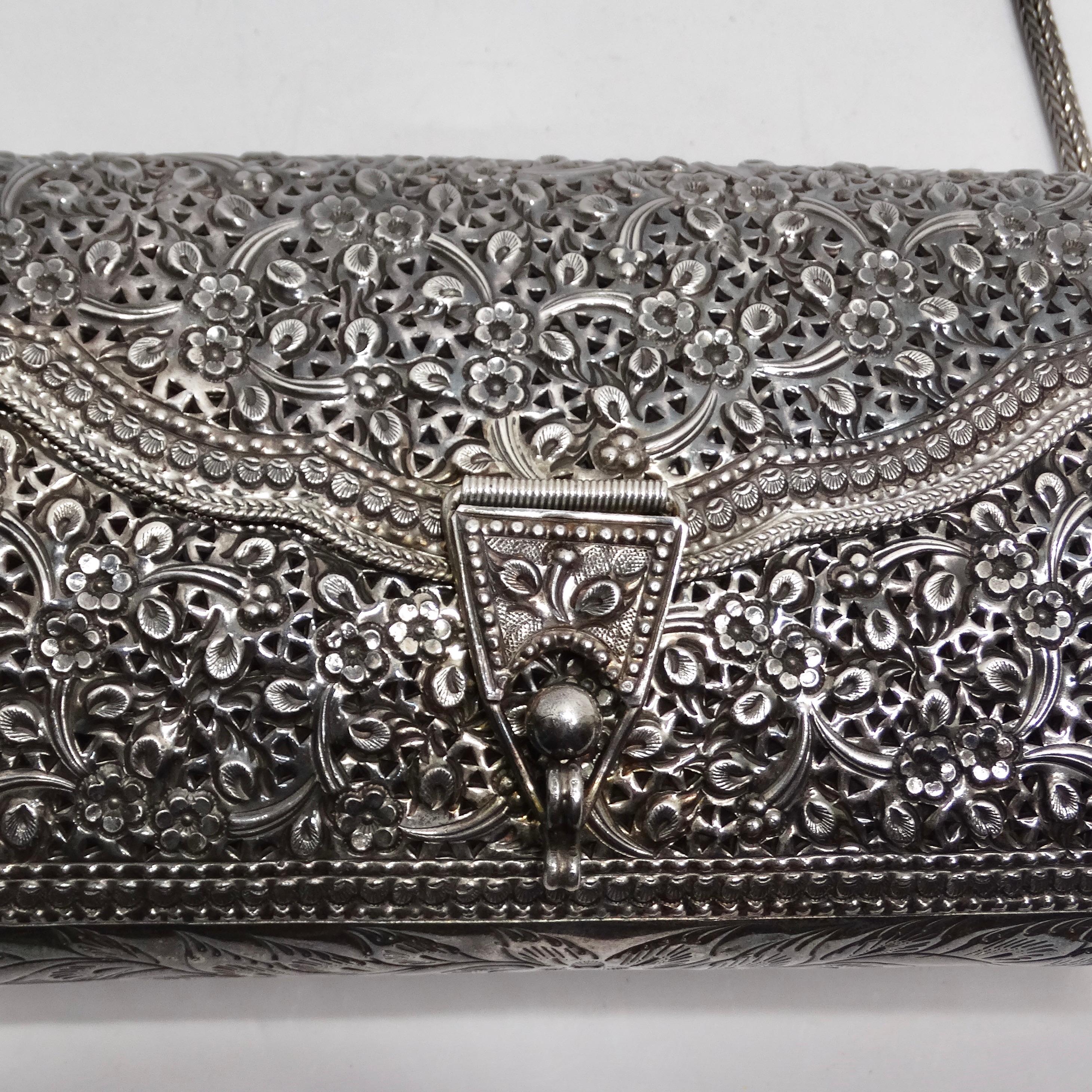 Women's or Men's 1970s Pure Silver Crossbody Handbag For Sale