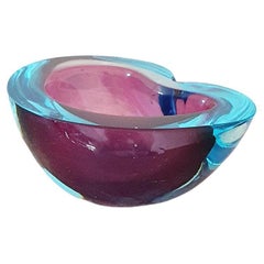 1970s Italian Purple and Blue Murano Glass Hand-Blown Sommerso Bowl
