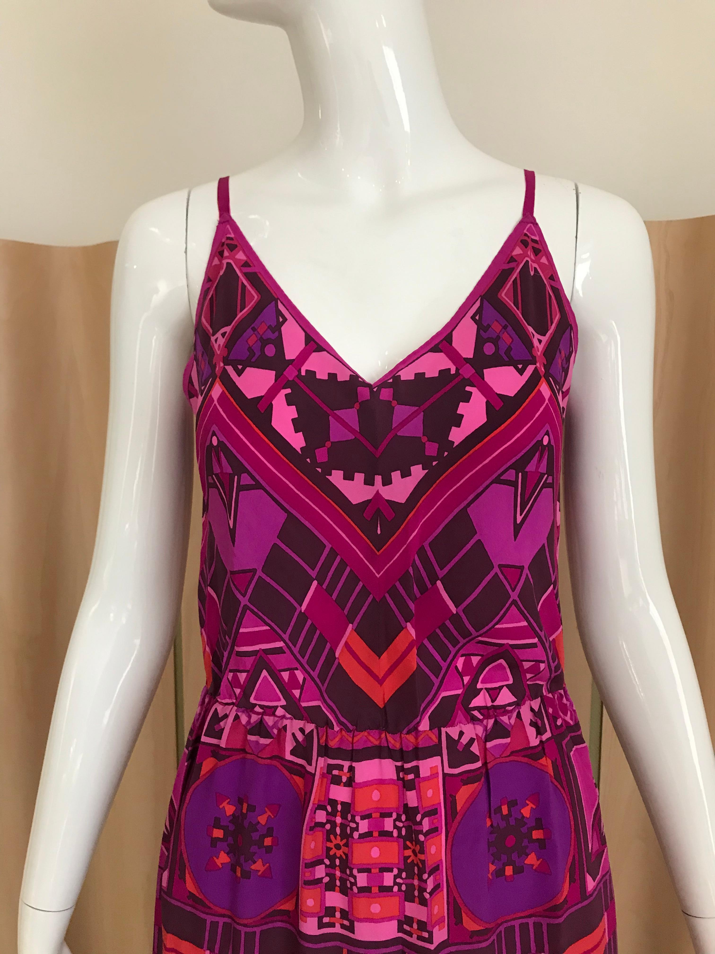 1970s Purple and Magenta Silk Spaghetti Straps Maxi Dress In Excellent Condition In Beverly Hills, CA