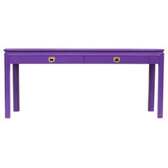 1970s Purple Console Table with Brass Handles Postmodernist