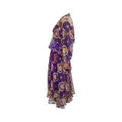 1970s Purple Embroidered Paisley Three Piece Ensemble