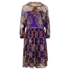 1970s Purple Embroidered Paisley Three Piece Ensemble