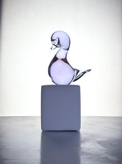 V. Nason Attributed Murano Glass Duck Paperweight in Purple Neodymium