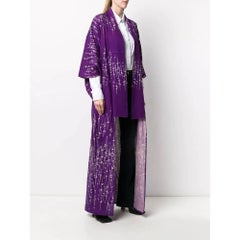 1970s Purple Printed Long Kimono
