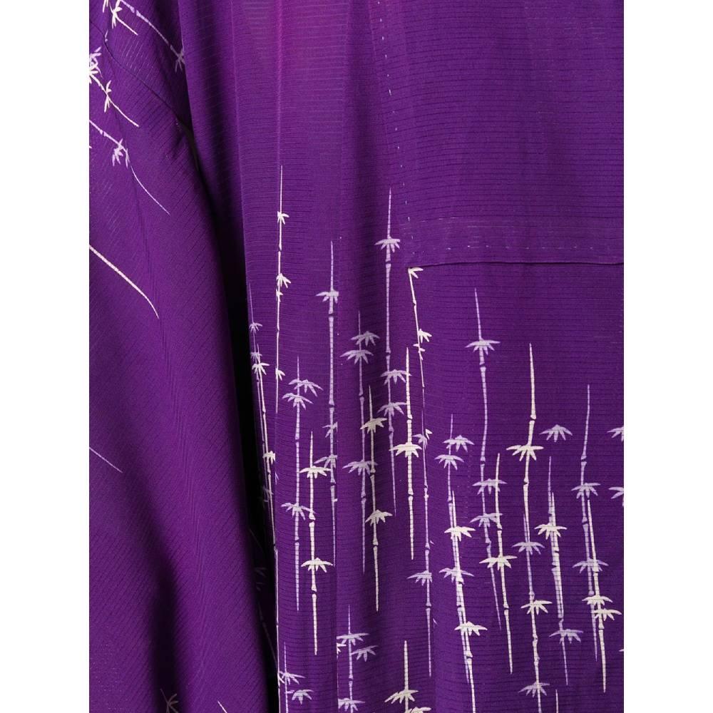 Women's or Men's 1970s Purple Printed Long Kimono