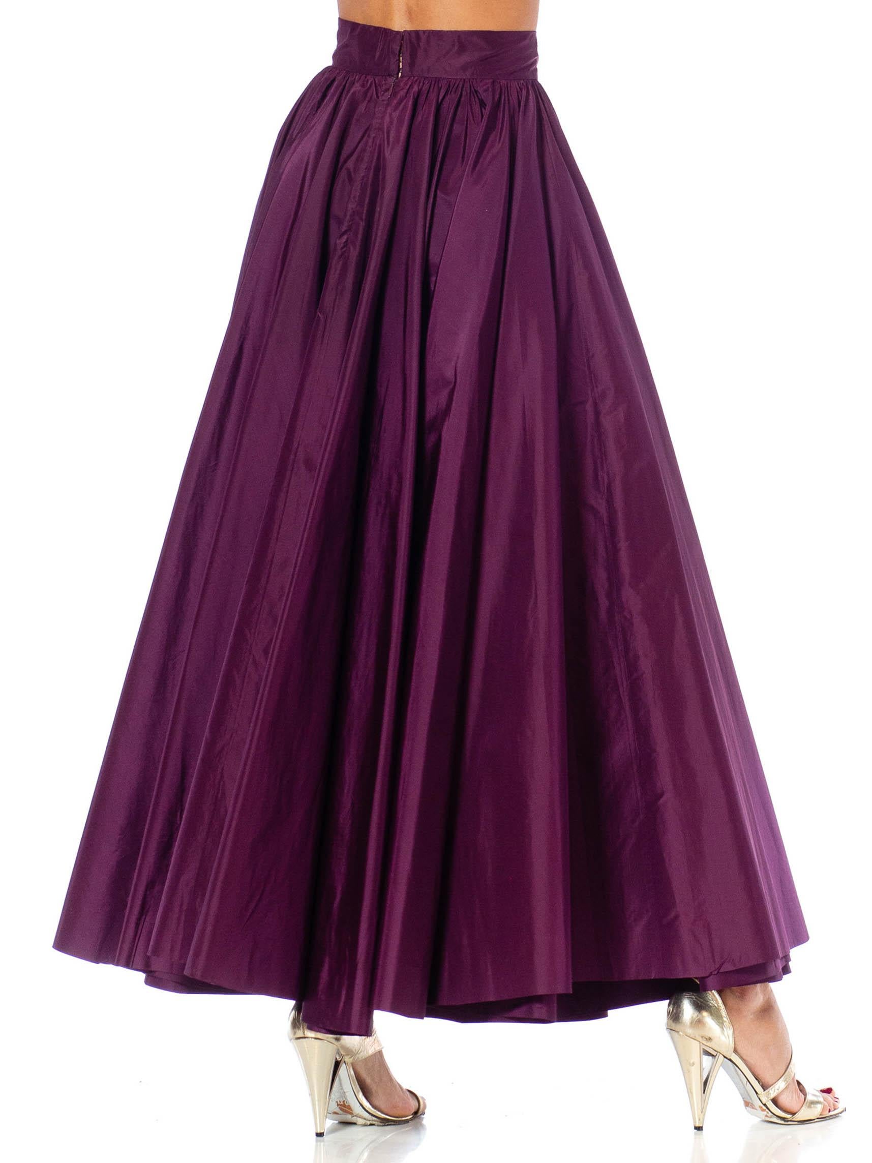 1970S Purple Silk Taffeta Evening Skirt In The Style Of YSL In Excellent Condition For Sale In New York, NY