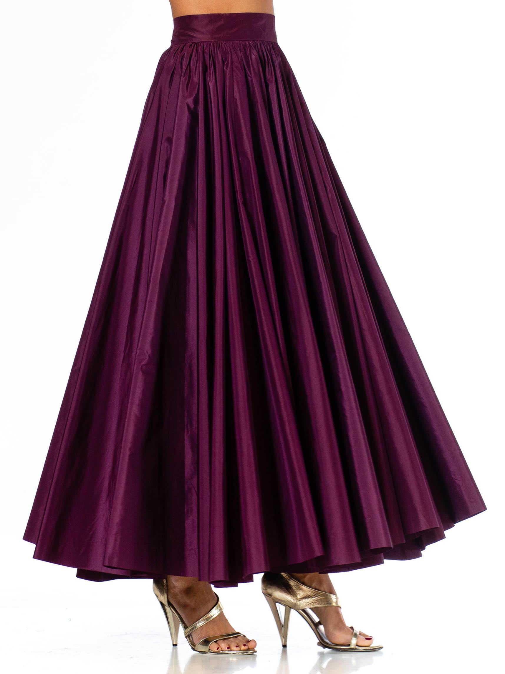 Women's 1970S Purple Silk Taffeta Evening Skirt In The Style Of YSL For Sale