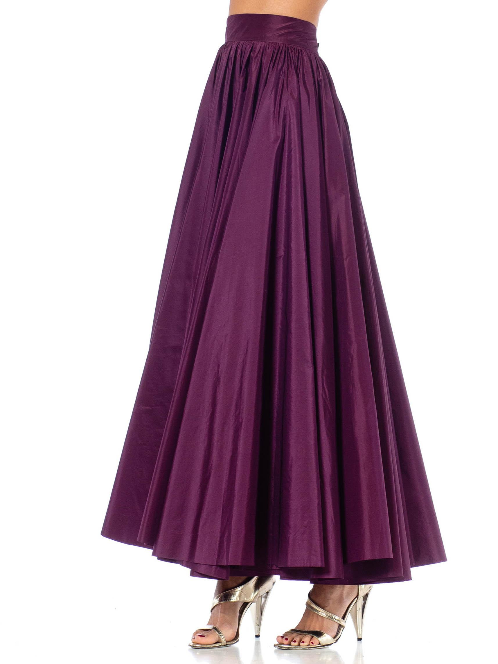 1970S Purple Silk Taffeta Evening Skirt In The Style Of YSL For Sale 2
