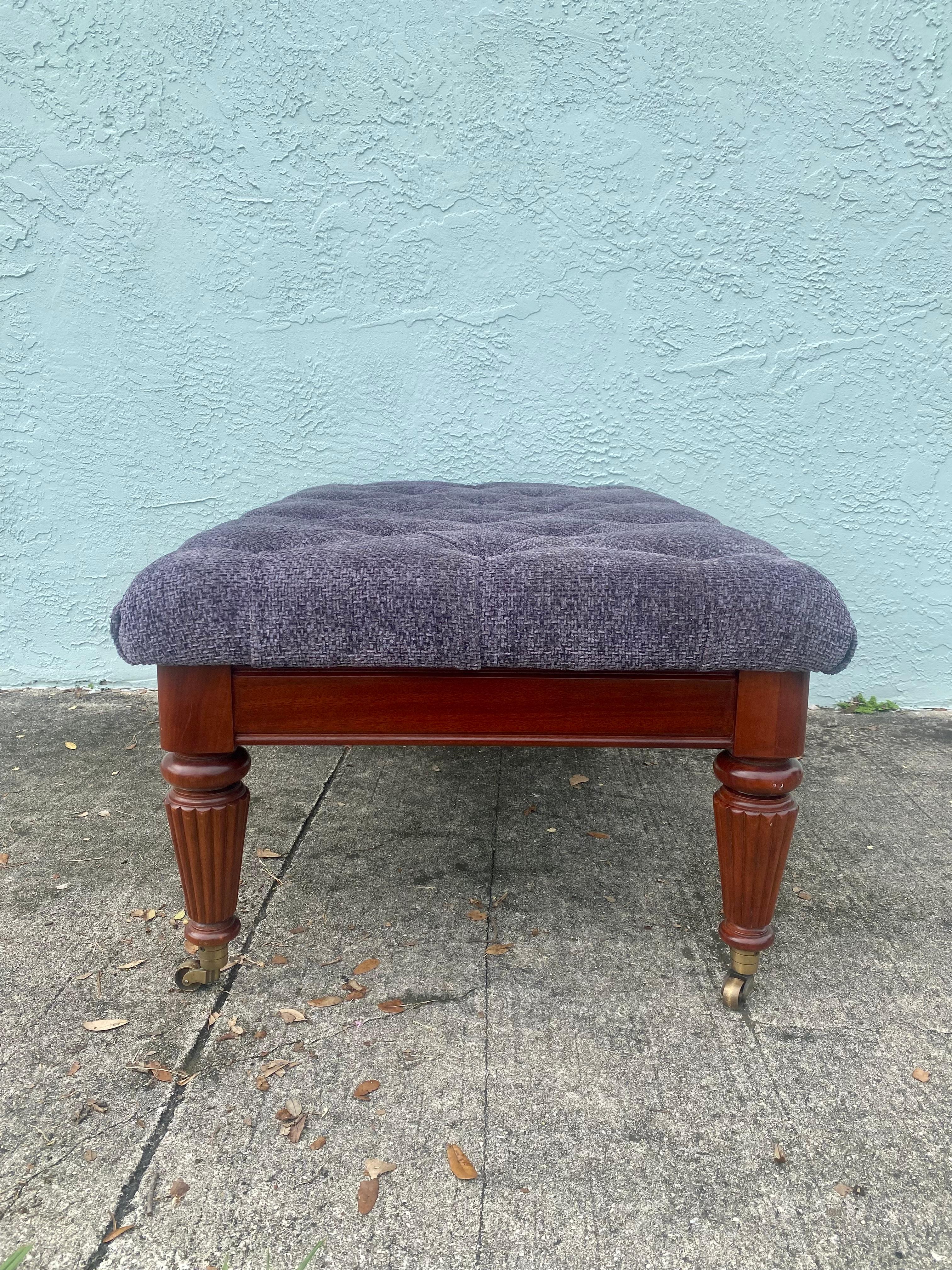 Late 20th Century 1970s Purple Tweed Tufted Bench Coffee Table Ottoman  For Sale