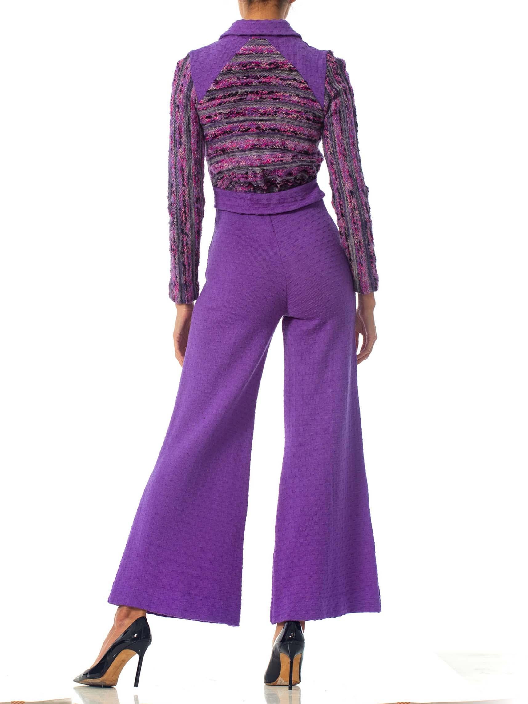 1970S Purple Wool Knit Disco Ski Jumpsuit 3