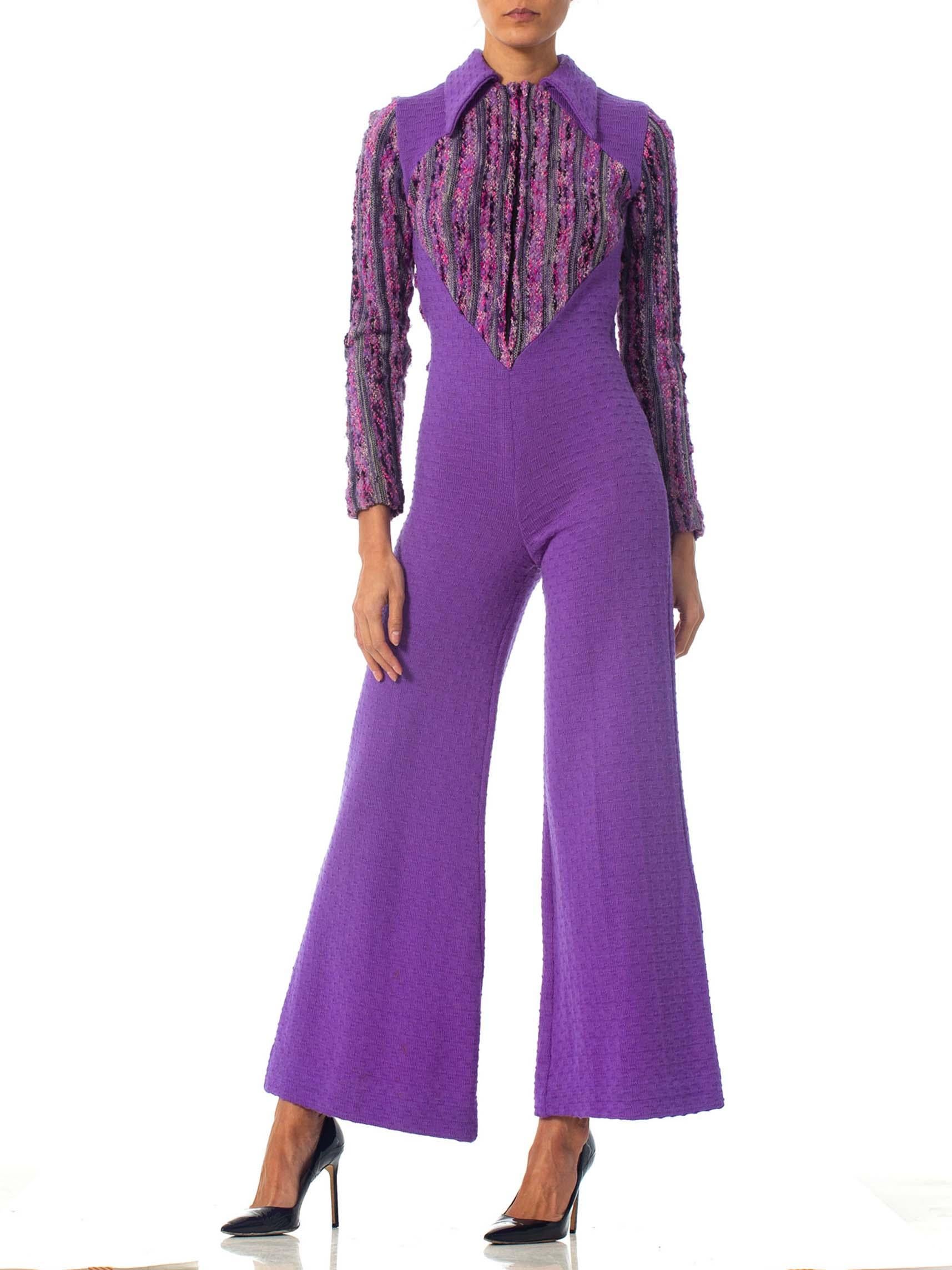 1970S Purple Wool Knit Jumpsuit
