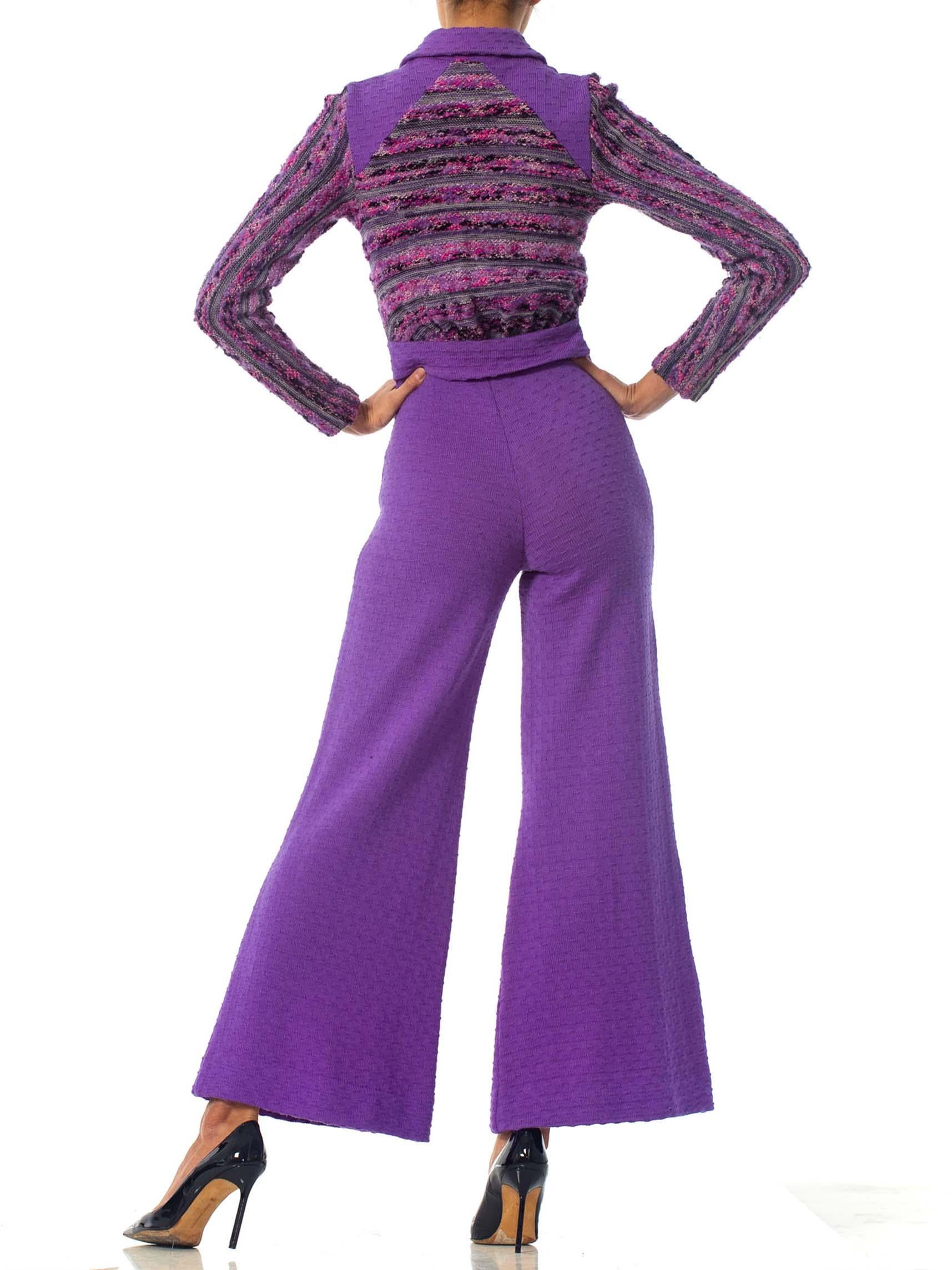 1970S Purple Wool Knit Disco Ski Jumpsuit 2