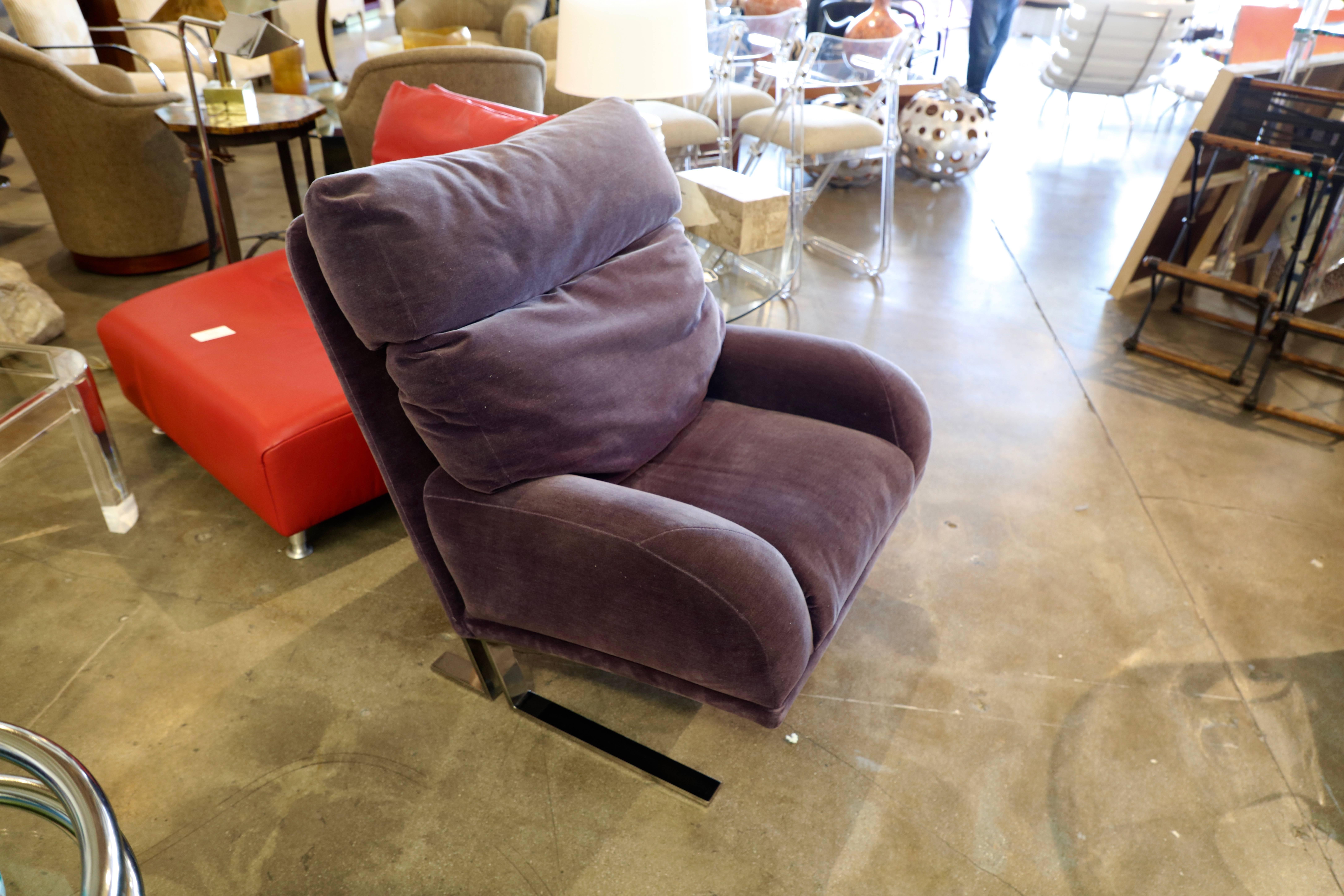 Late 20th Century 1970s Mohair Directional Lounge Chair