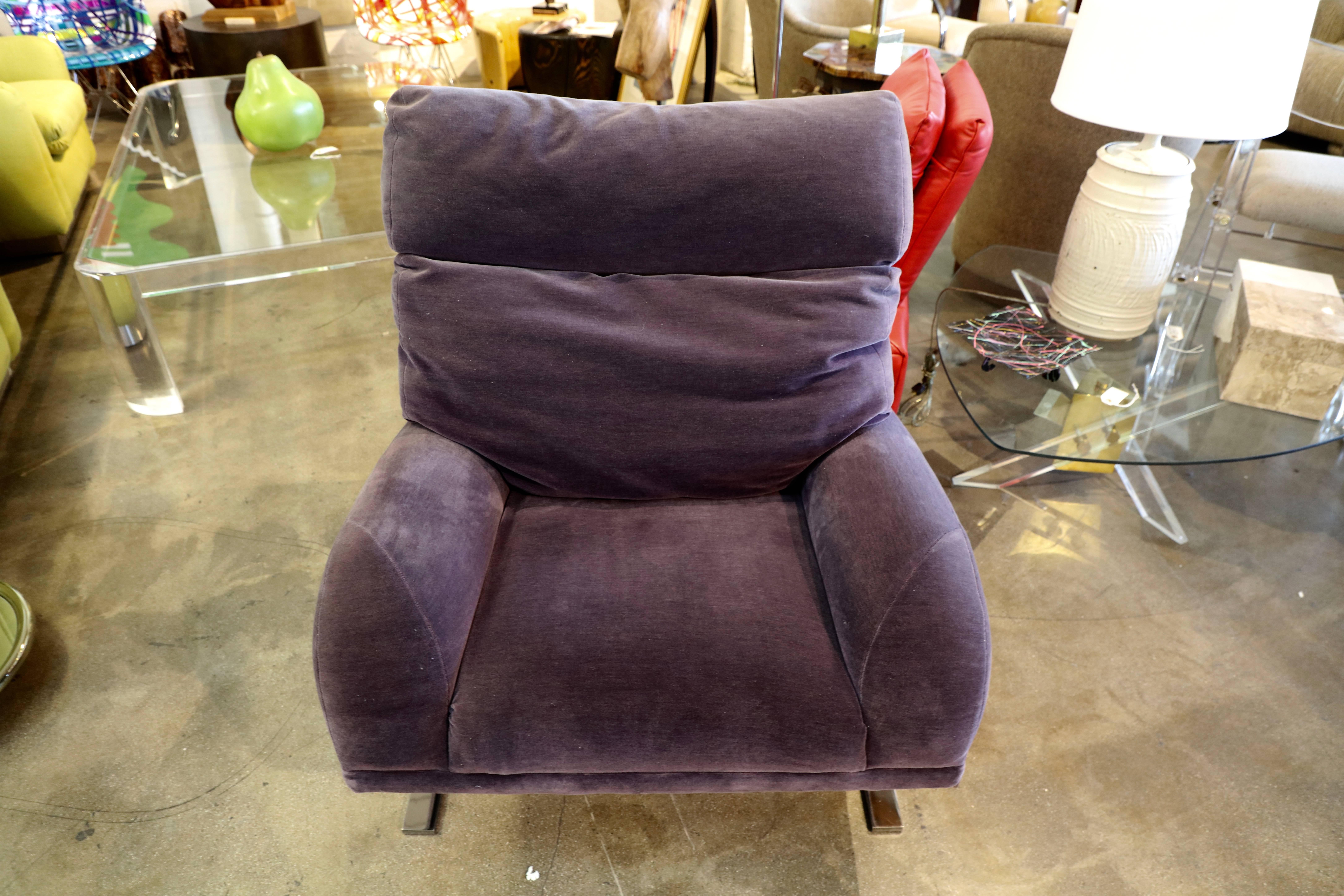Upholstery 1970s Mohair Directional Lounge Chair