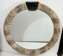 Python Embossed Leather Mirror in the Style of Karl Springer, c. 1970's