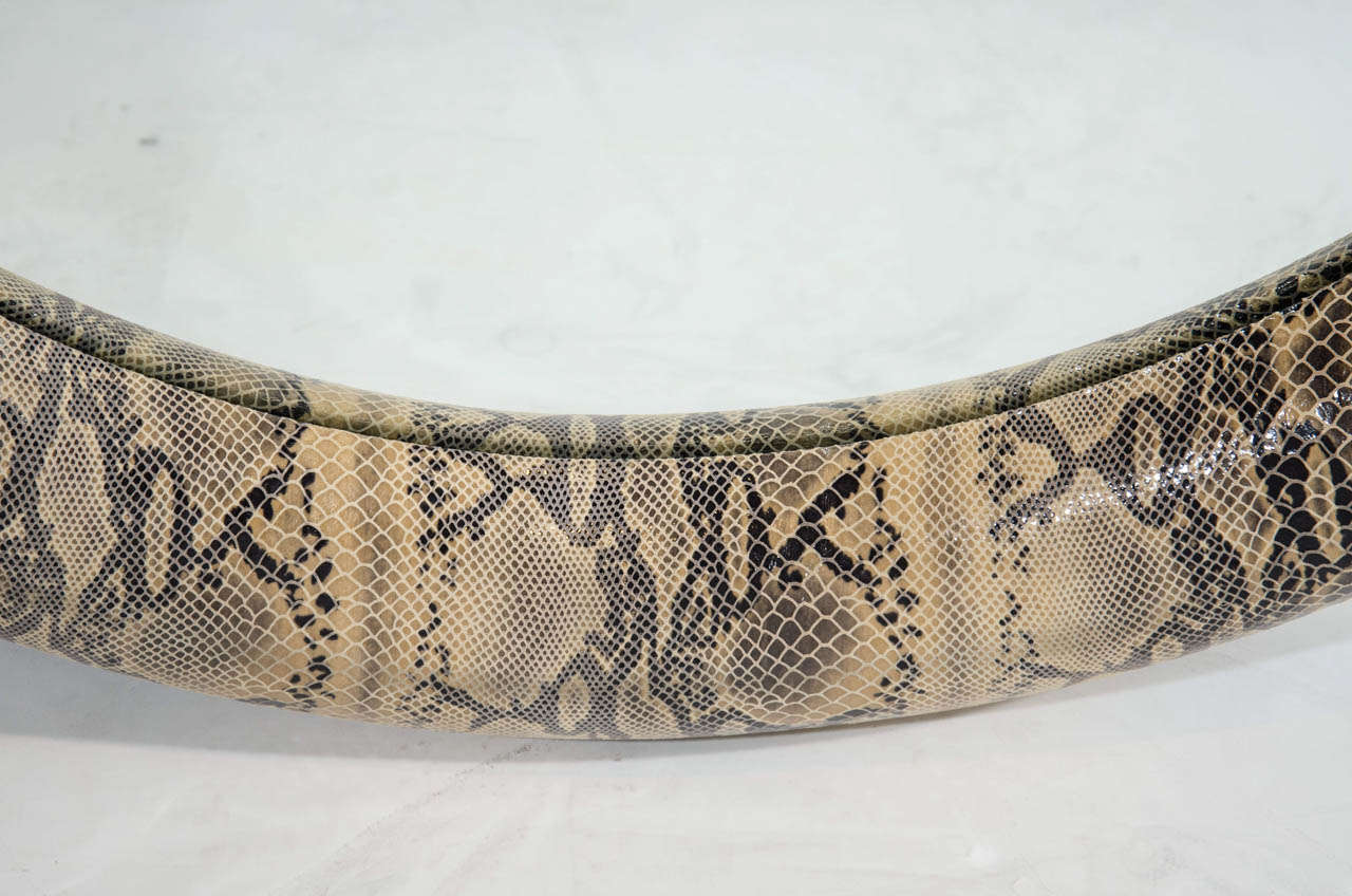 American 1970's Leather Mirror in Embossed Python Snake in the Style of Karl Springer For Sale