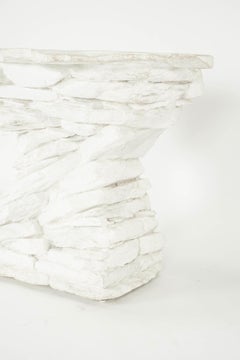 Sirmos White Quarry Rock Plaster Console Table After Emilio Terry, 1970s