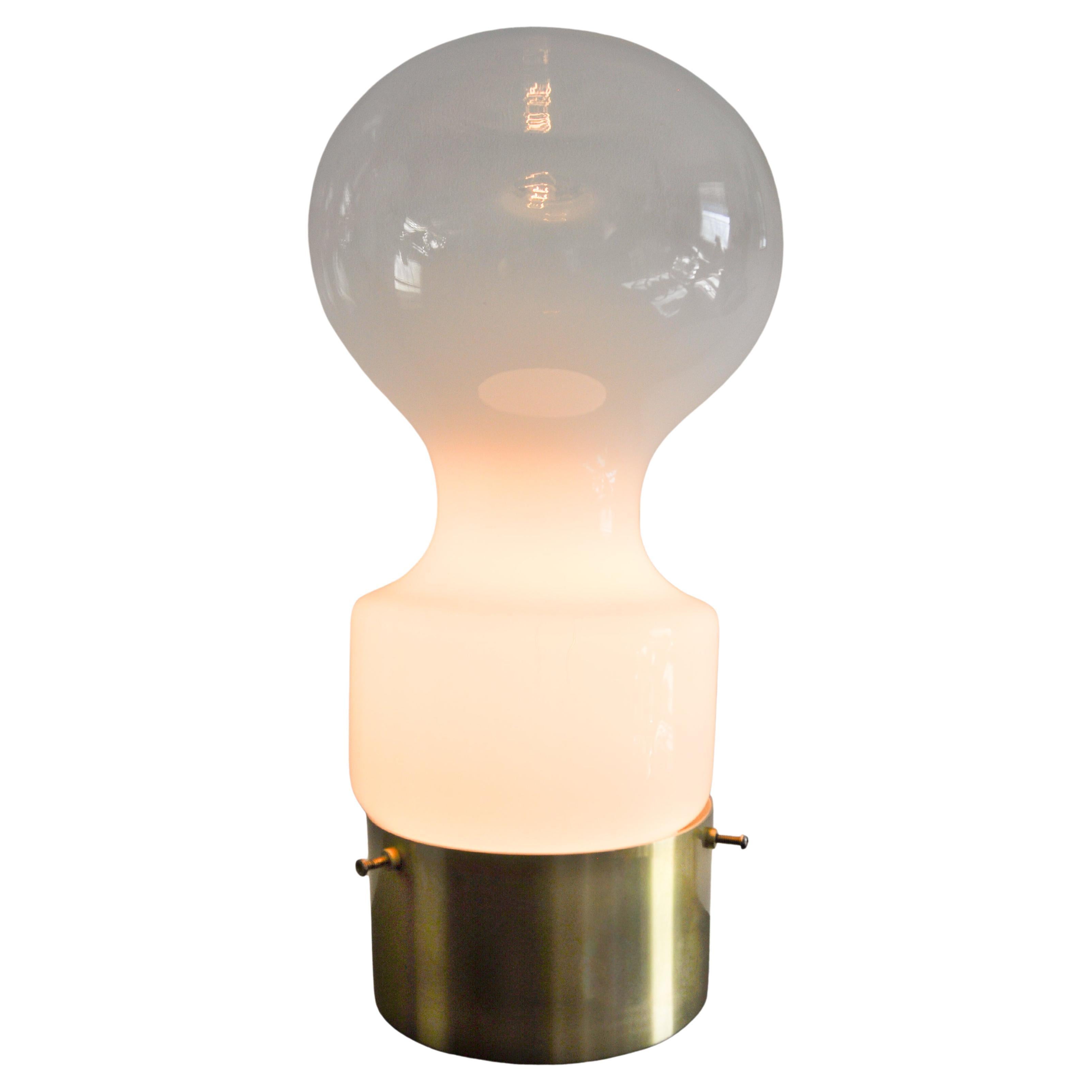 1970s RAAK Amsterdam Ombre Glass Table Lamp with Brushed Gold Base in vendita