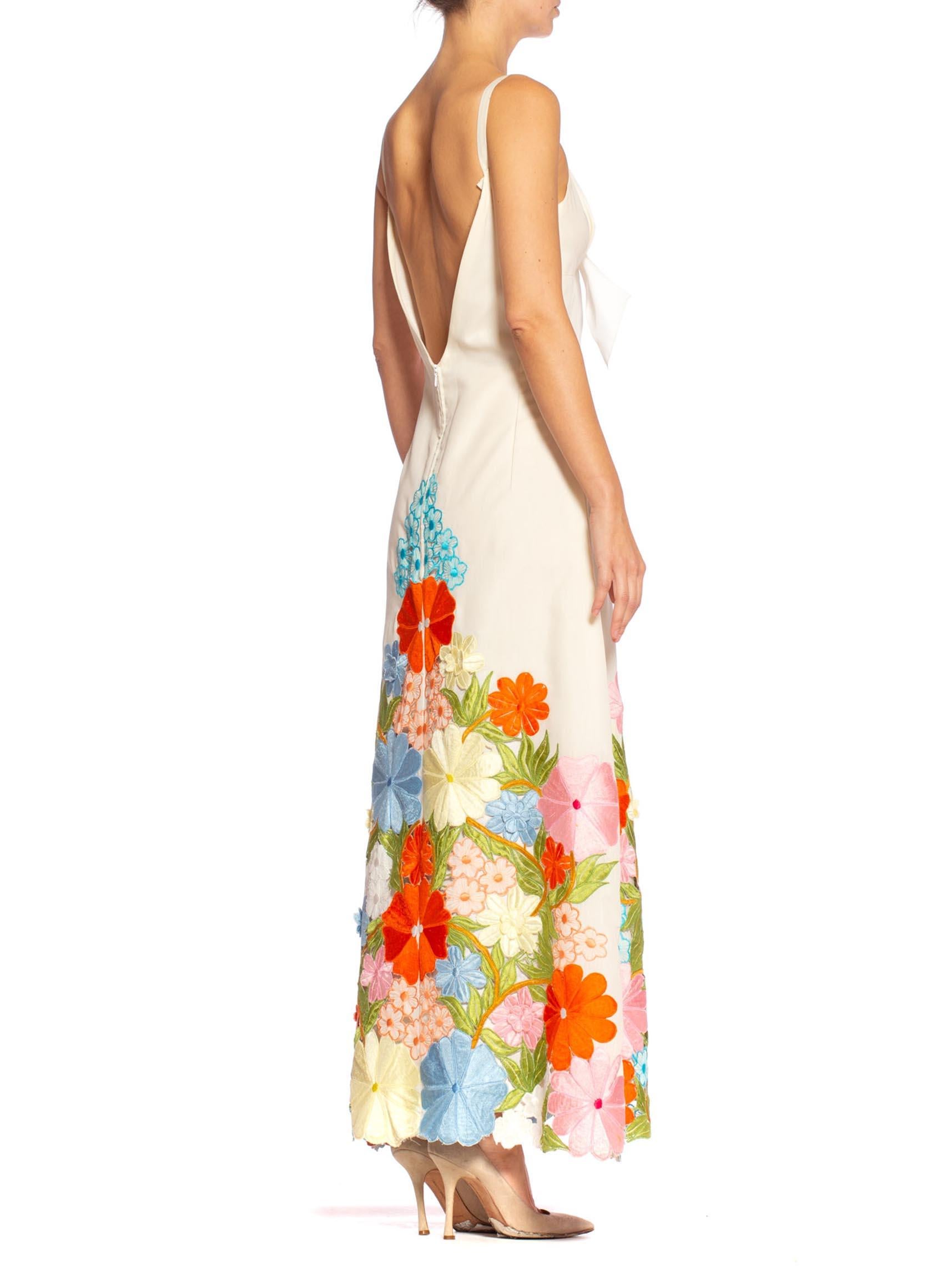 Women's 1970'S Rainbow Floral Embroidery Maxi Dress