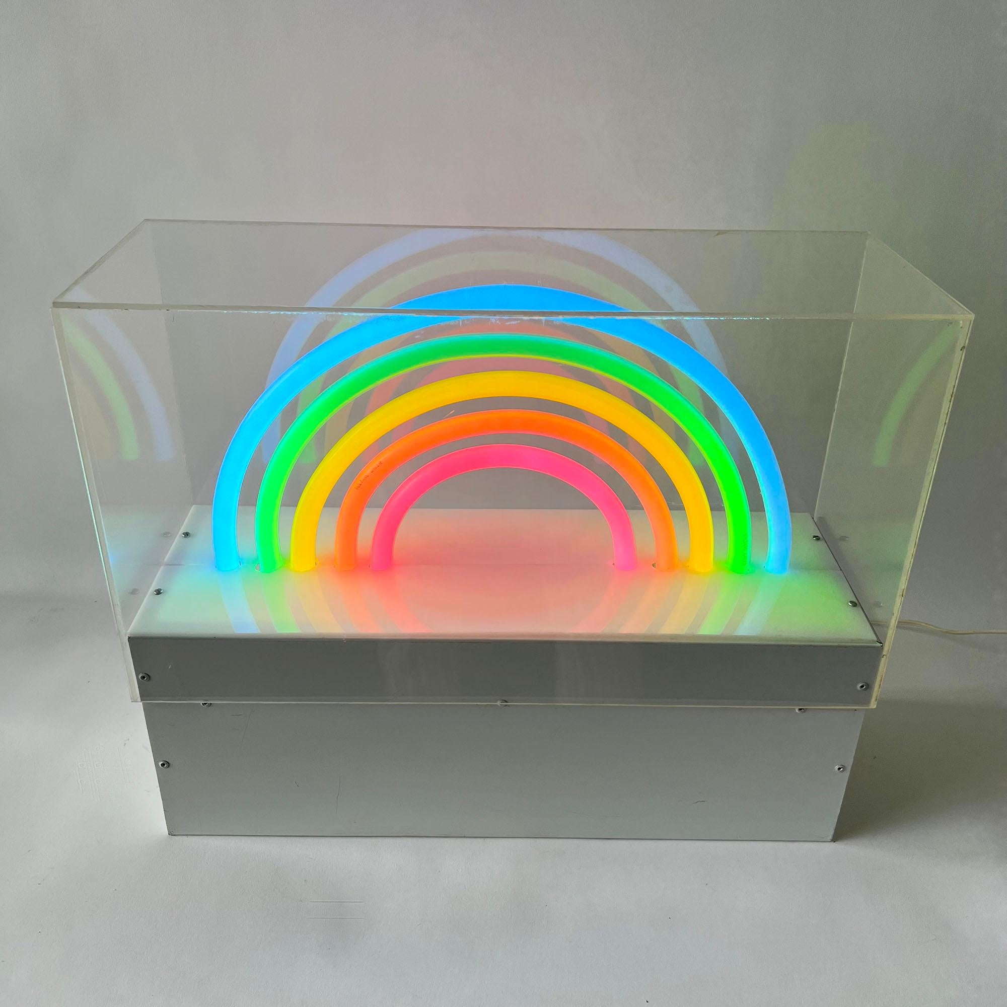 Mid-Century Modern 1970s Rainbow Neon Plexiglass Pop Art Sculpture