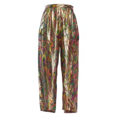 1970S Rainbow Psychedelic Rayon & Lurex Lamé Pants