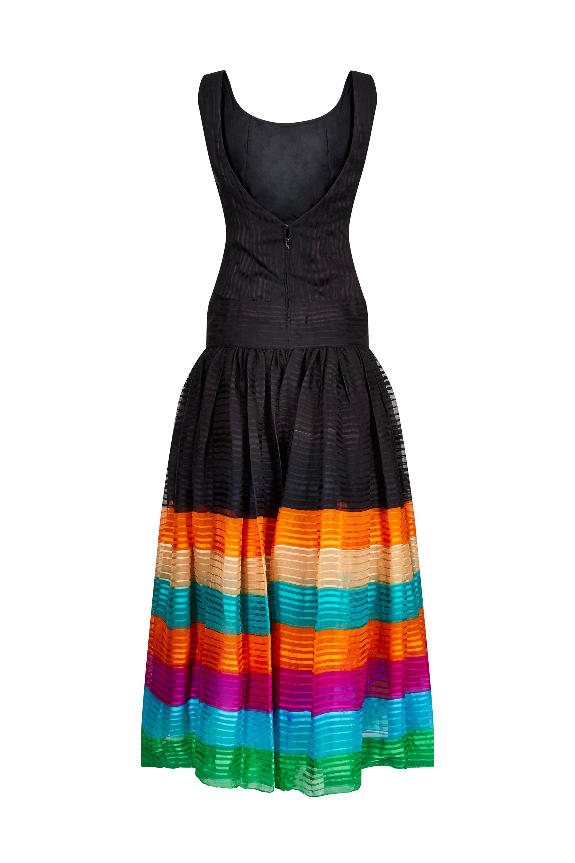 rainbow chiffon dress