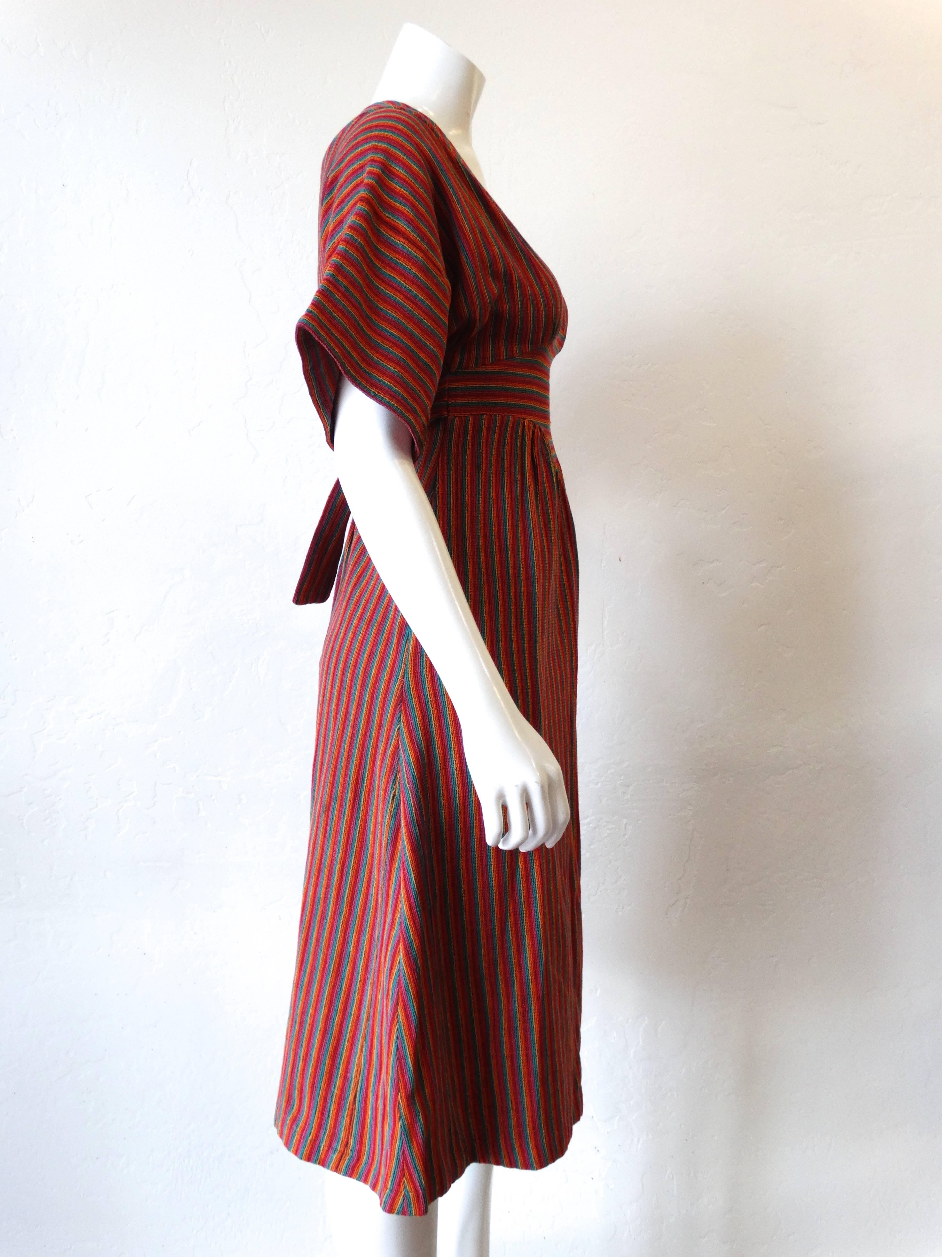 Brown Rikma Rainbow Stripe Dress, 1970s 