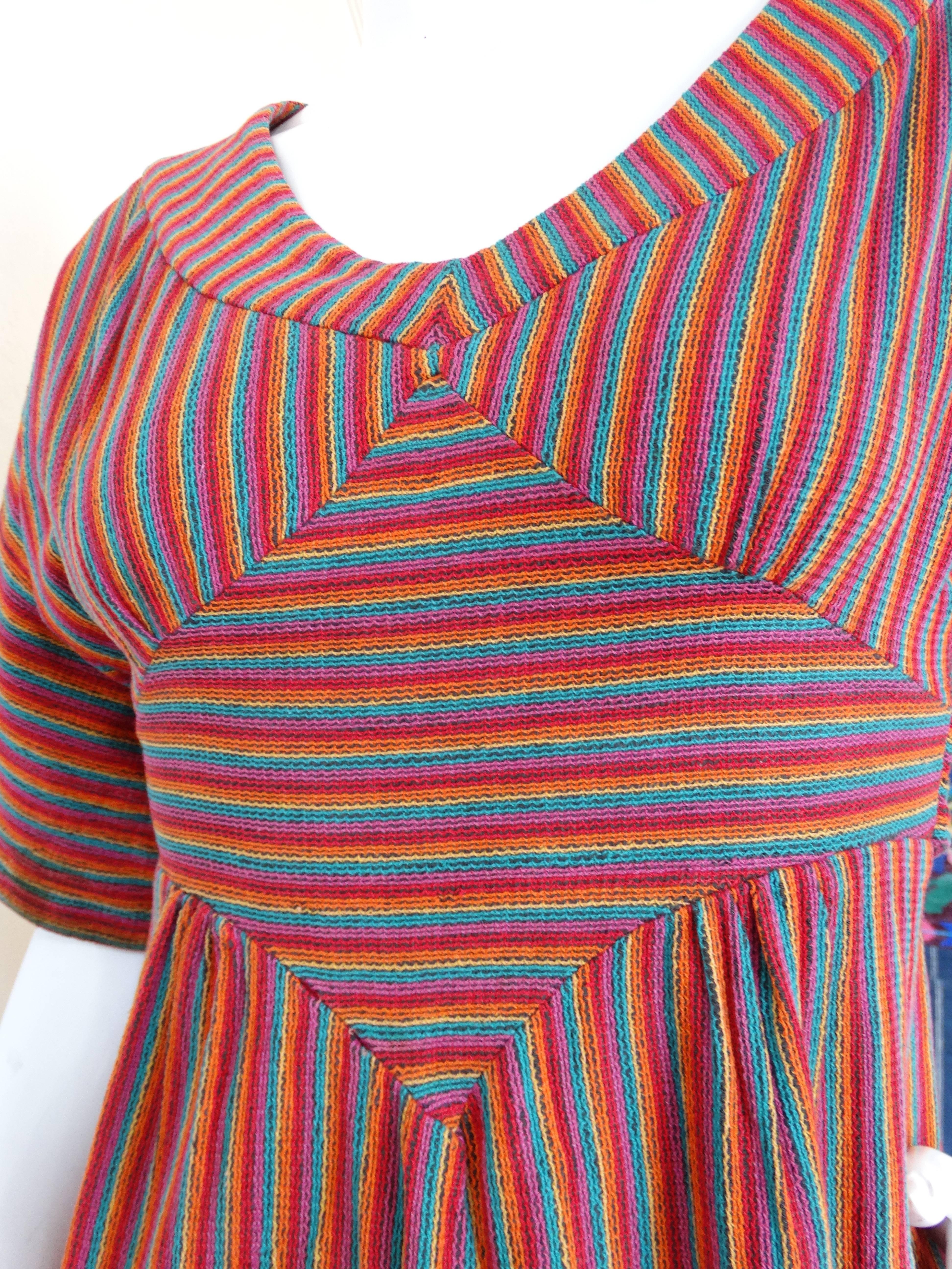 Rikma Rainbow Stripe Dress, 1970s  In Excellent Condition In Scottsdale, AZ
