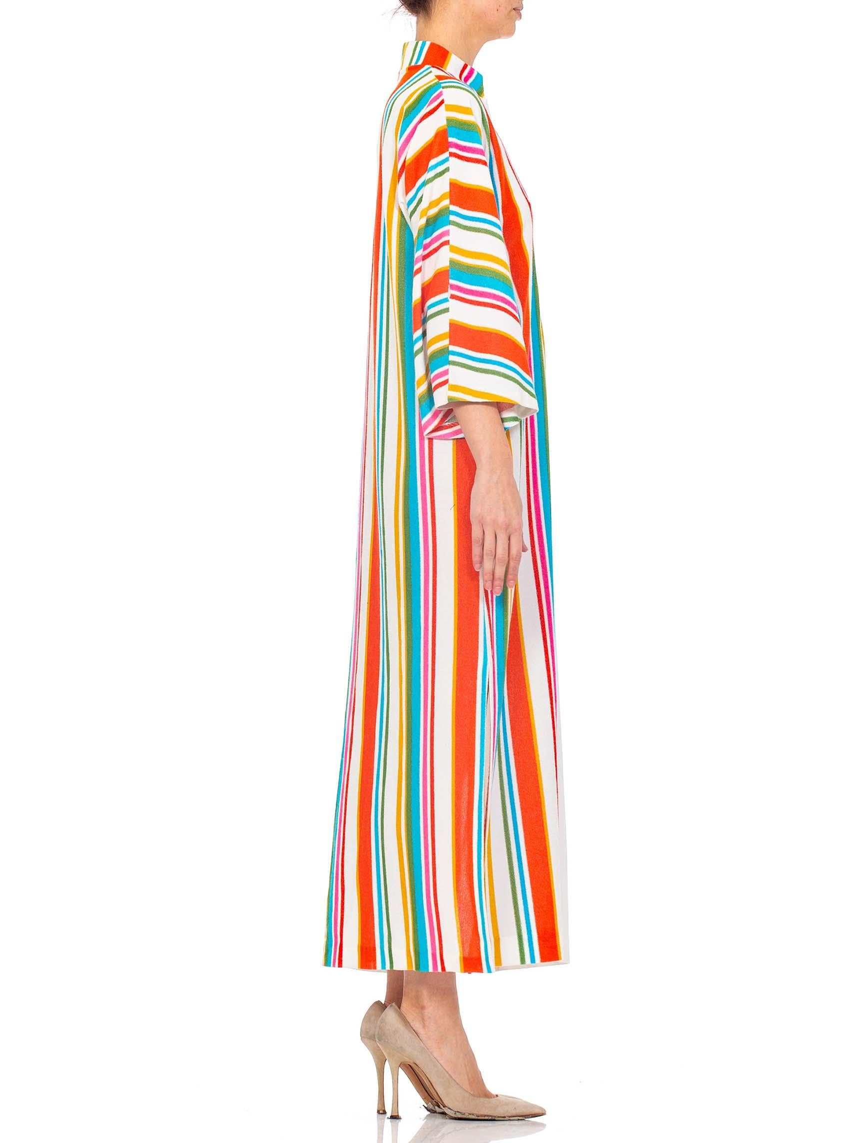 1970S Rainbow Striped Terry Cloth Dress In Excellent Condition In New York, NY