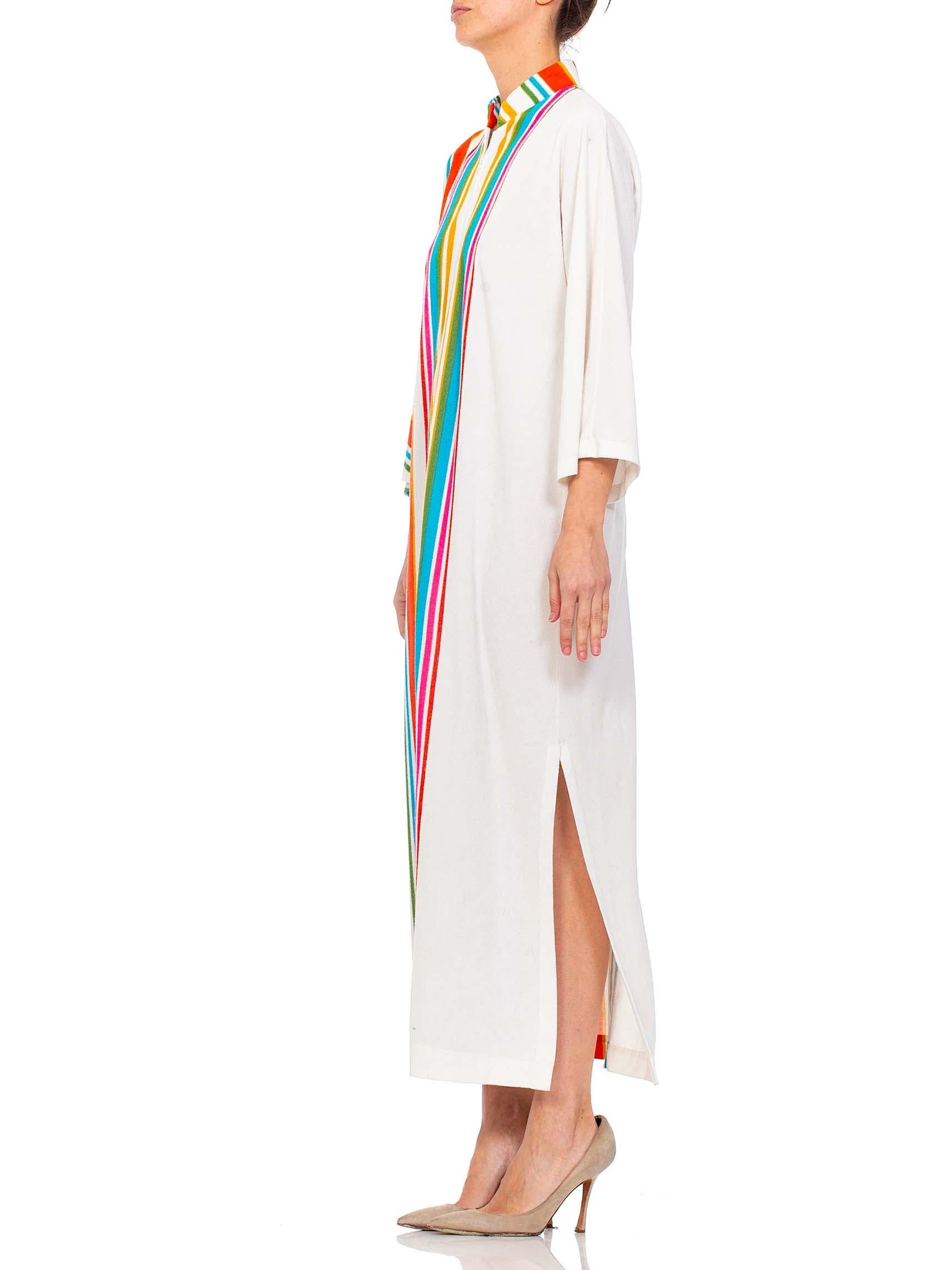 Women's 1970S Rainbow Striped Terry Cloth Dress