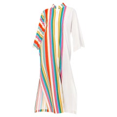Vintage 1970S Rainbow Striped Terry Cloth Dress