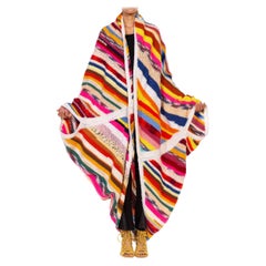 1970S Rainbow Wool Crochet Oversized Cardigan