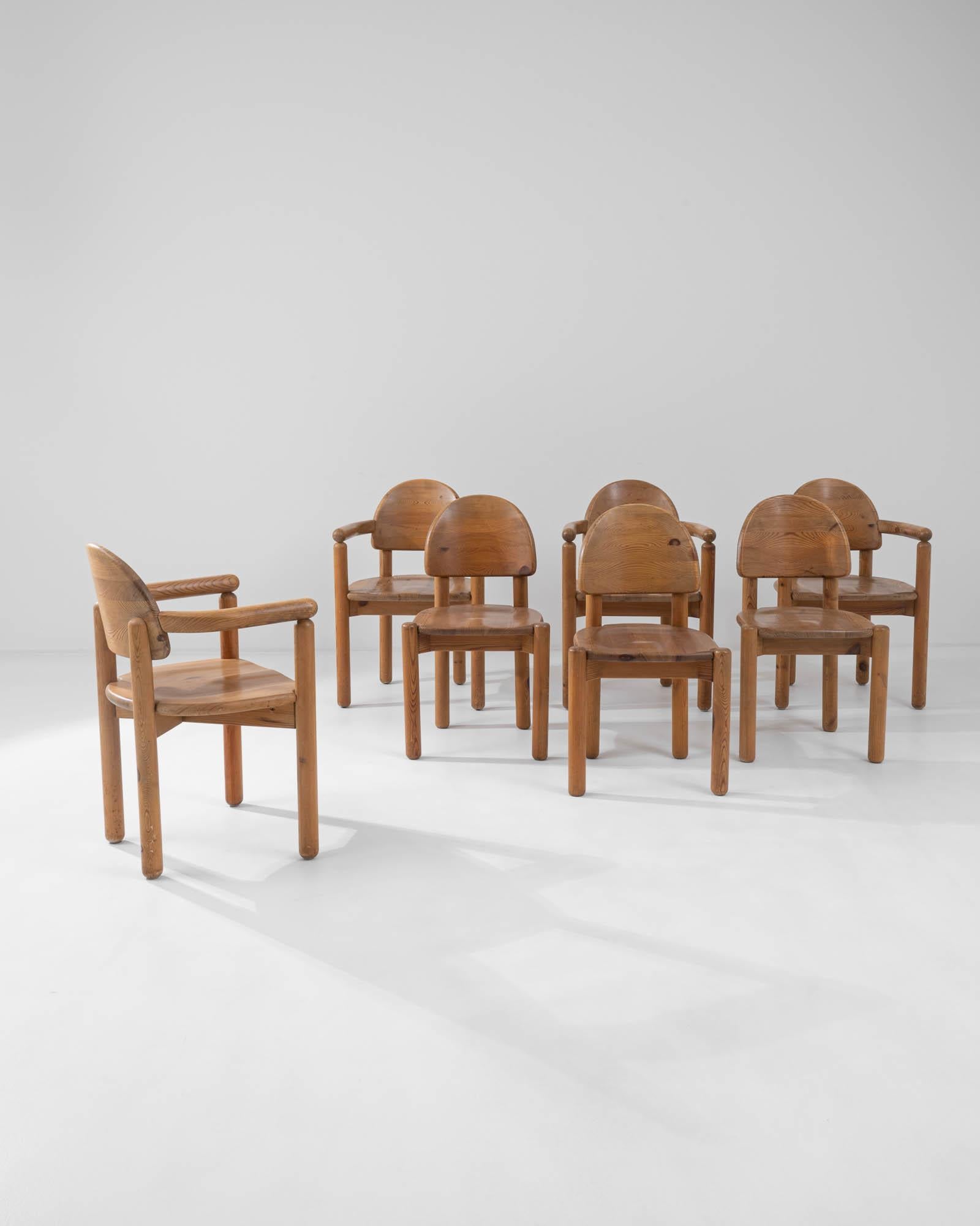 1970s Rainer Daumiller Wooden Dining Chairs, Set of Seven at 1stDibs