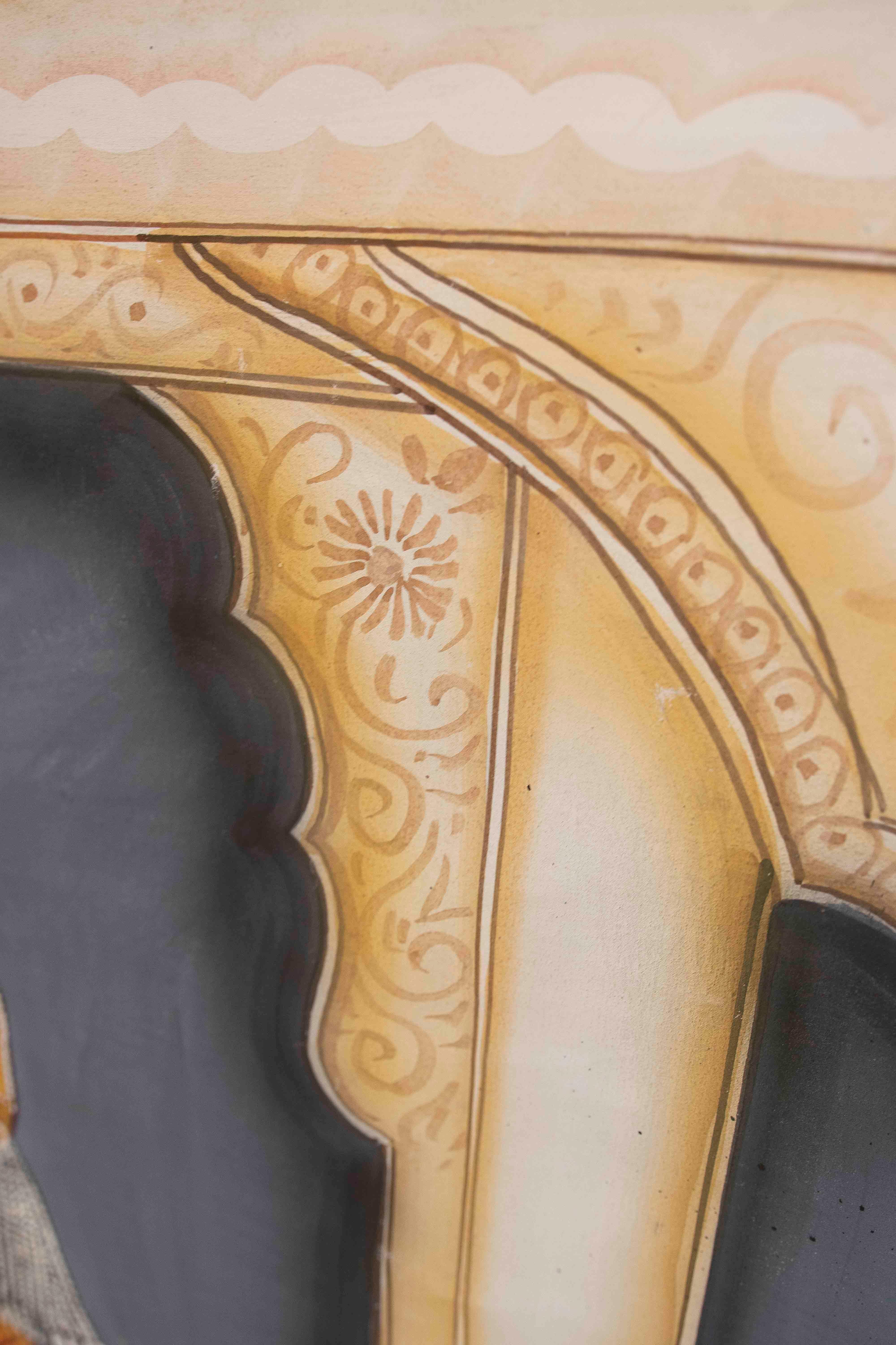 Pintura rajastaní de los años 70 de un guerrero real con espada y túnica ceremonial en venta 2