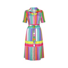 1970s Ralph Colourful Jersey Print Dress with Belt