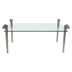 Table basse d'appoint rectangulaire tête de bélier style Boho Maximalist des années 1970