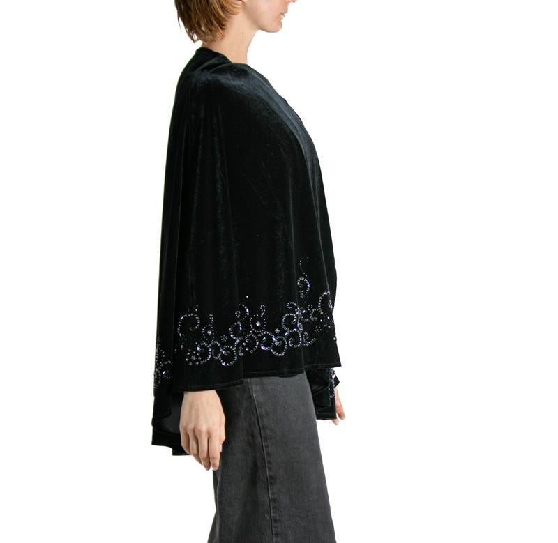 Women's 1970S RANDOLPH DUKE Black Beaded Polyester Velvet Poncho For Sale