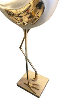 Antonio Pavia Rare Lacquered Wood and Gilded Bronze Heron, Italy 1970s