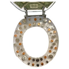 1970's Rare Collectible Pop Art Lucite Toilet Seat Cover Money Dollar Bills