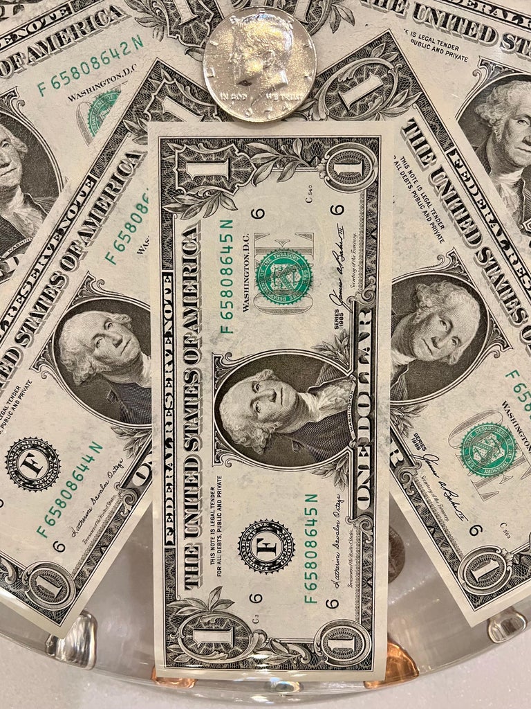 1970's Rare Collectible Pop Art Lucite Toilet Seat Cover Money Dollar