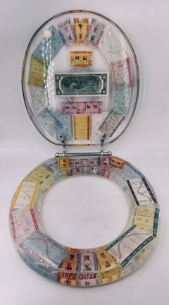 1970's Rare Collectible Pop Art Lucite Toilet Seat Cover Racetrack Horses