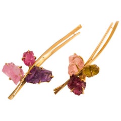 1970s Rare Dinh Van Paris Tourmaline Amethyst Peridot Gold Earrings